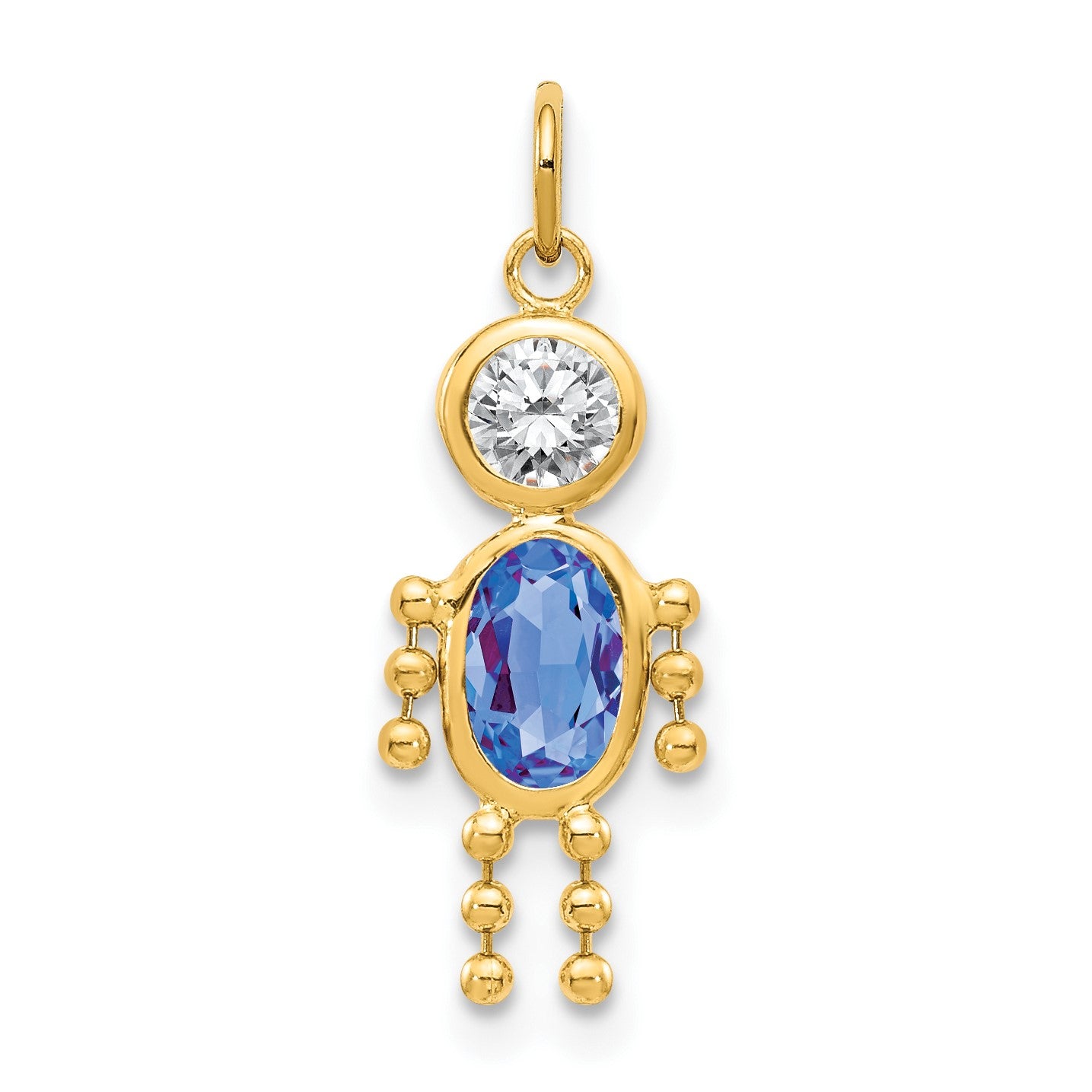 14k September Boy Synthetic Birthstone Charm