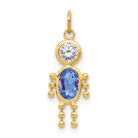 14k September Boy Synthetic Birthstone Charm