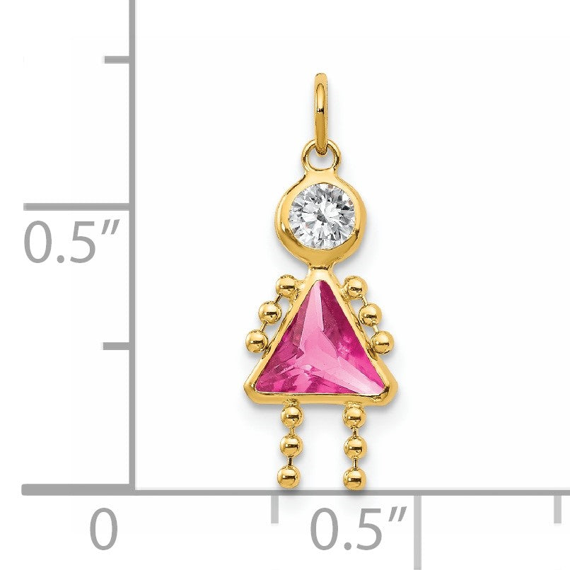 14k October Girl Synthetic Birthstone Charm