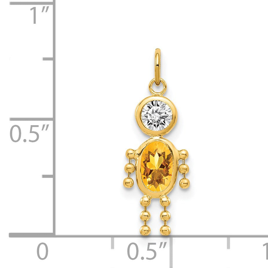 14k November Boy Synthetic Birthstone Charm