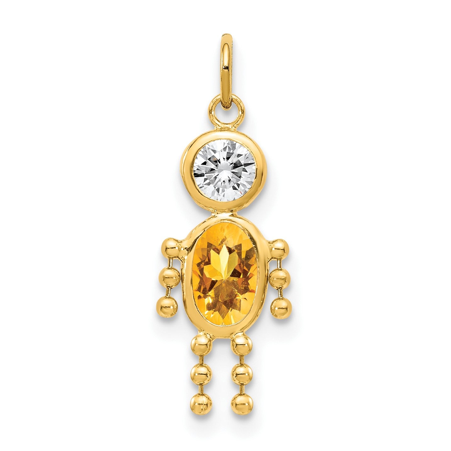 14k November Boy Synthetic Birthstone Charm