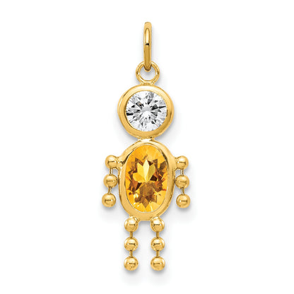 14k November Boy Synthetic Birthstone Charm