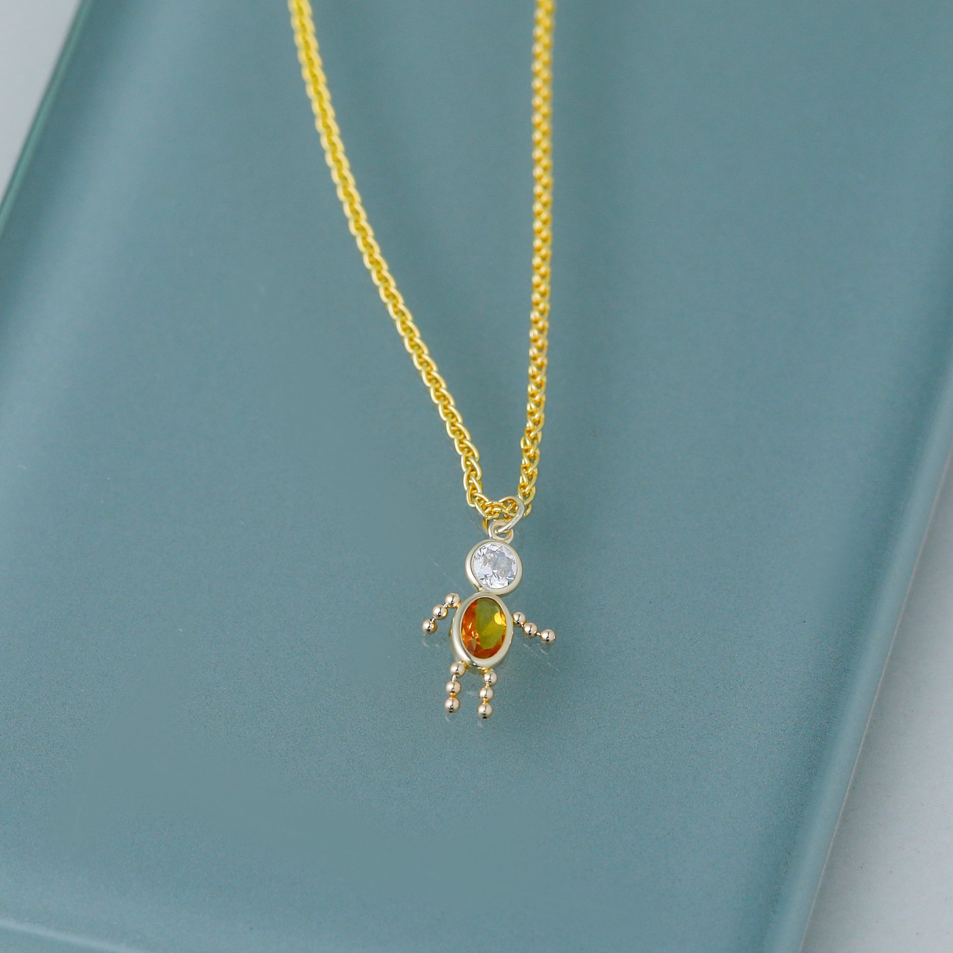 14k November Boy Synthetic Birthstone Charm