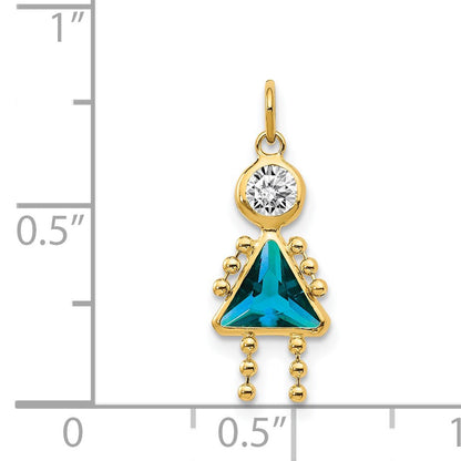 14k December Girl Synthetic Birthstone Charm