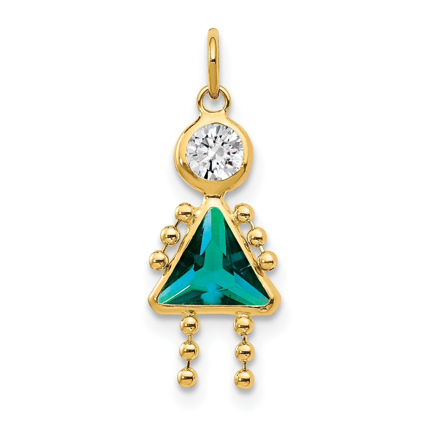 14k December Girl Synthetic Birthstone Charm