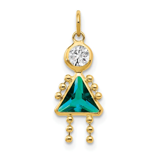 14k December Girl Synthetic Birthstone Charm