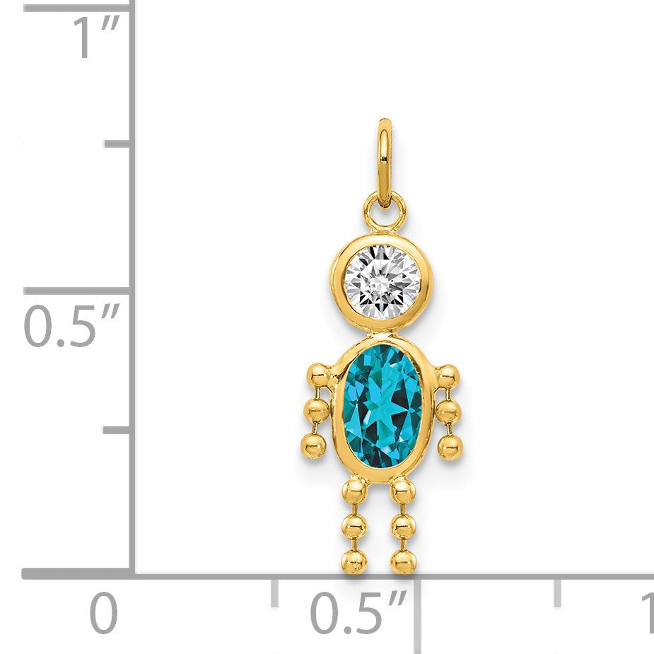 14k December Boy Synthetic Birthstone Charm
