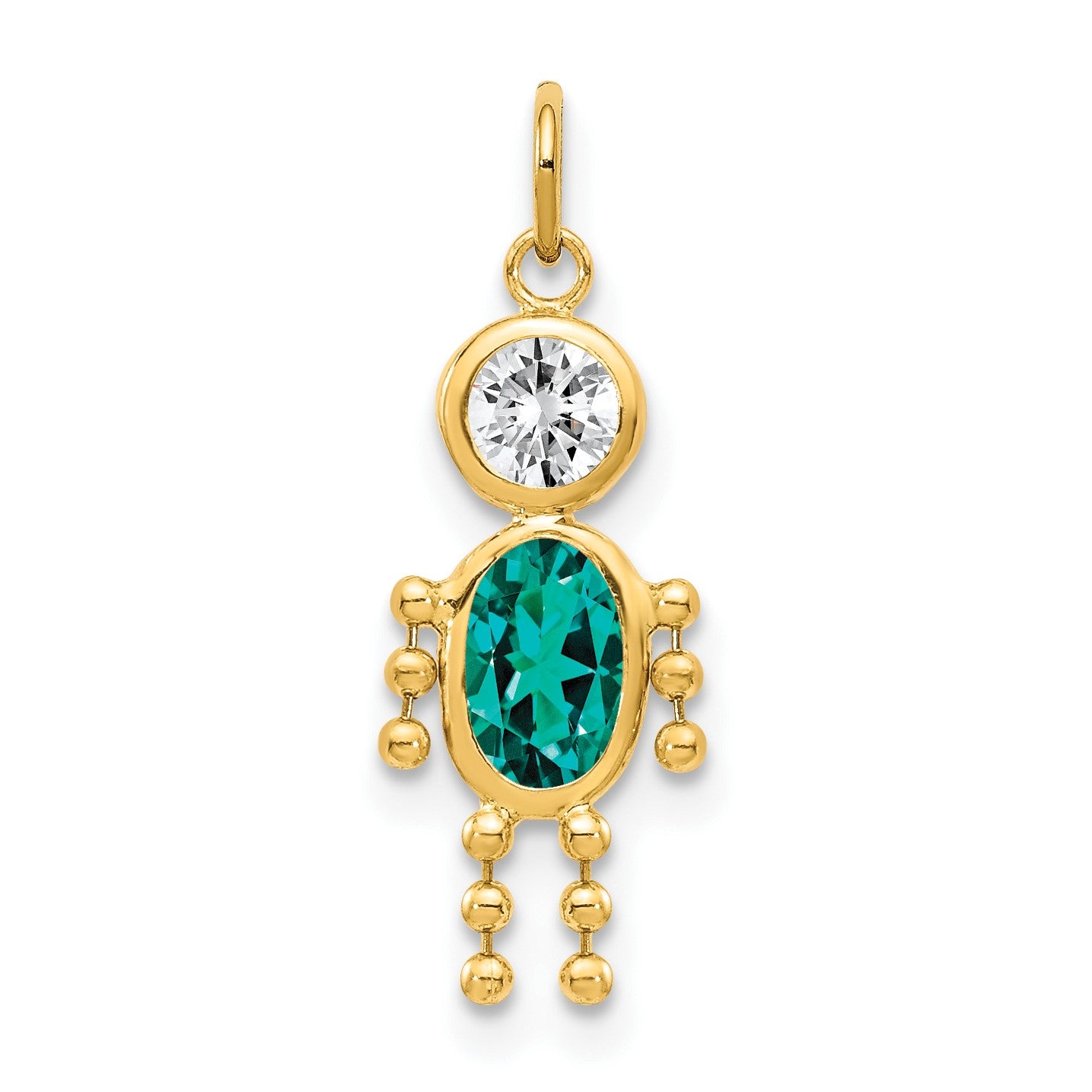 14k December Boy Synthetic Birthstone Charm