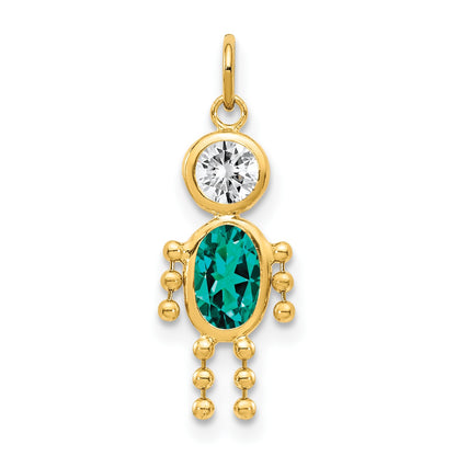 14k December Boy Synthetic Birthstone Charm