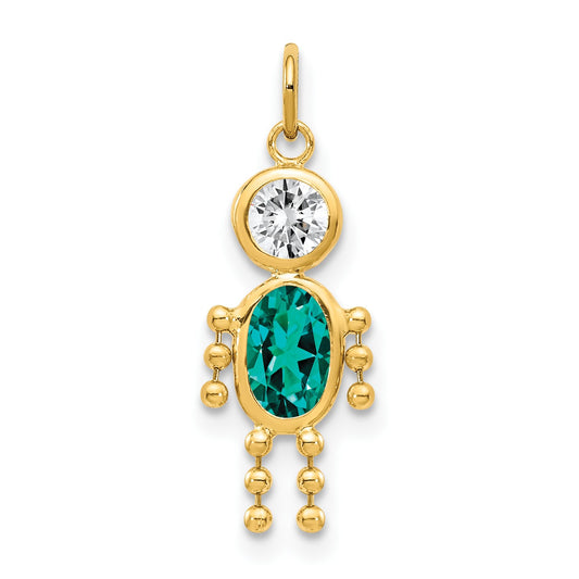 14k December Boy Synthetic Birthstone Charm