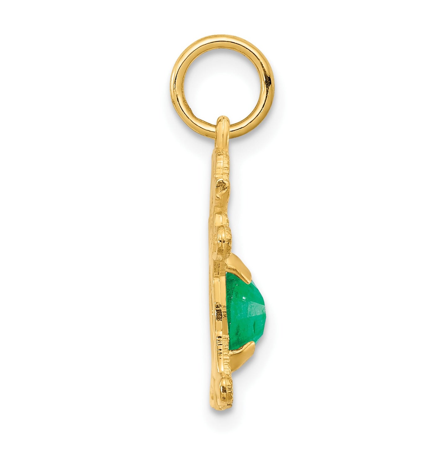 14K Girl Charm 6x4 Oval Genuine Emerald-May