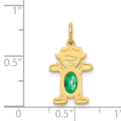 14K Girl Charm 6x4 Oval Genuine Emerald-May