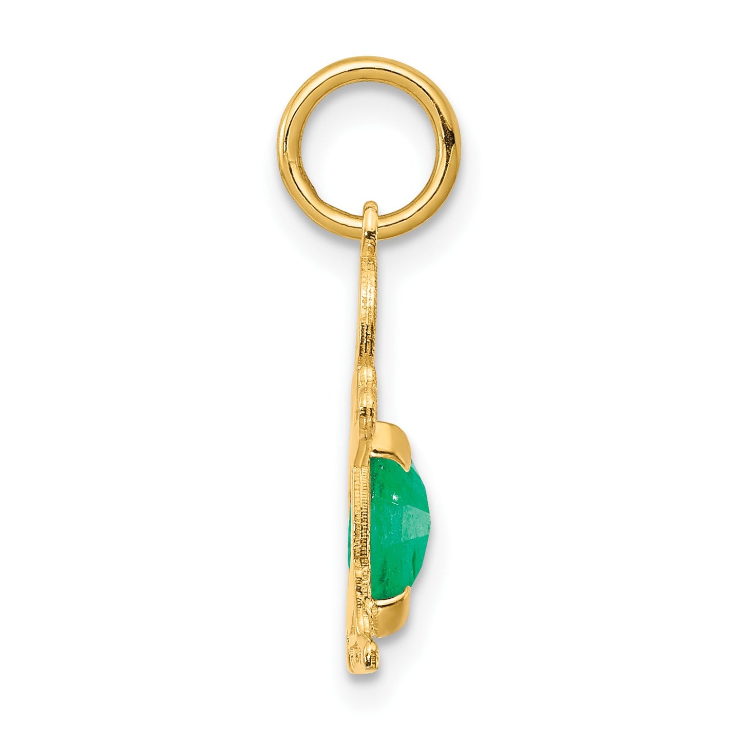 14K Boy Charm 6x4 Oval Genuine Emerald-May