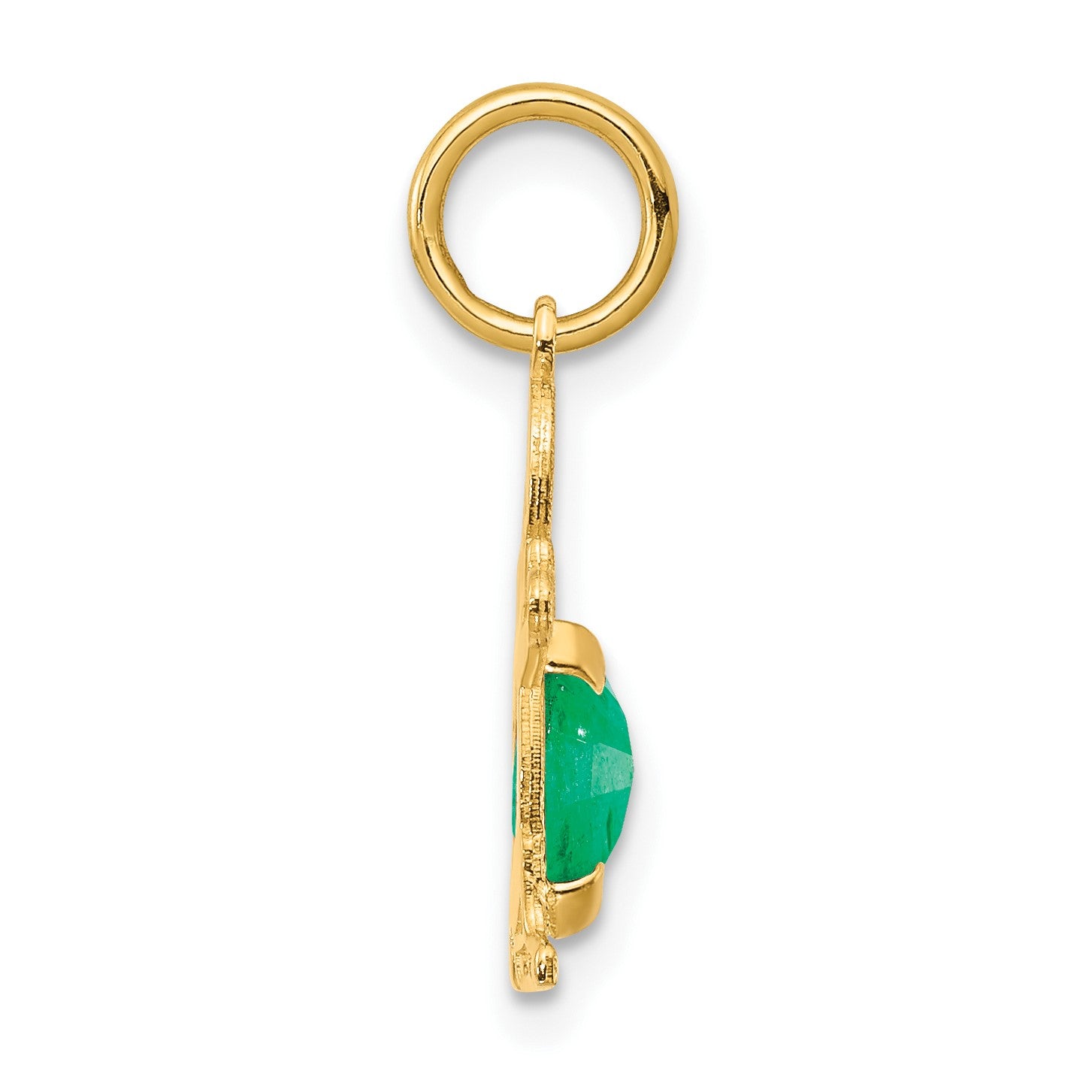 14K Boy Charm 6x4 Oval Genuine Emerald-May
