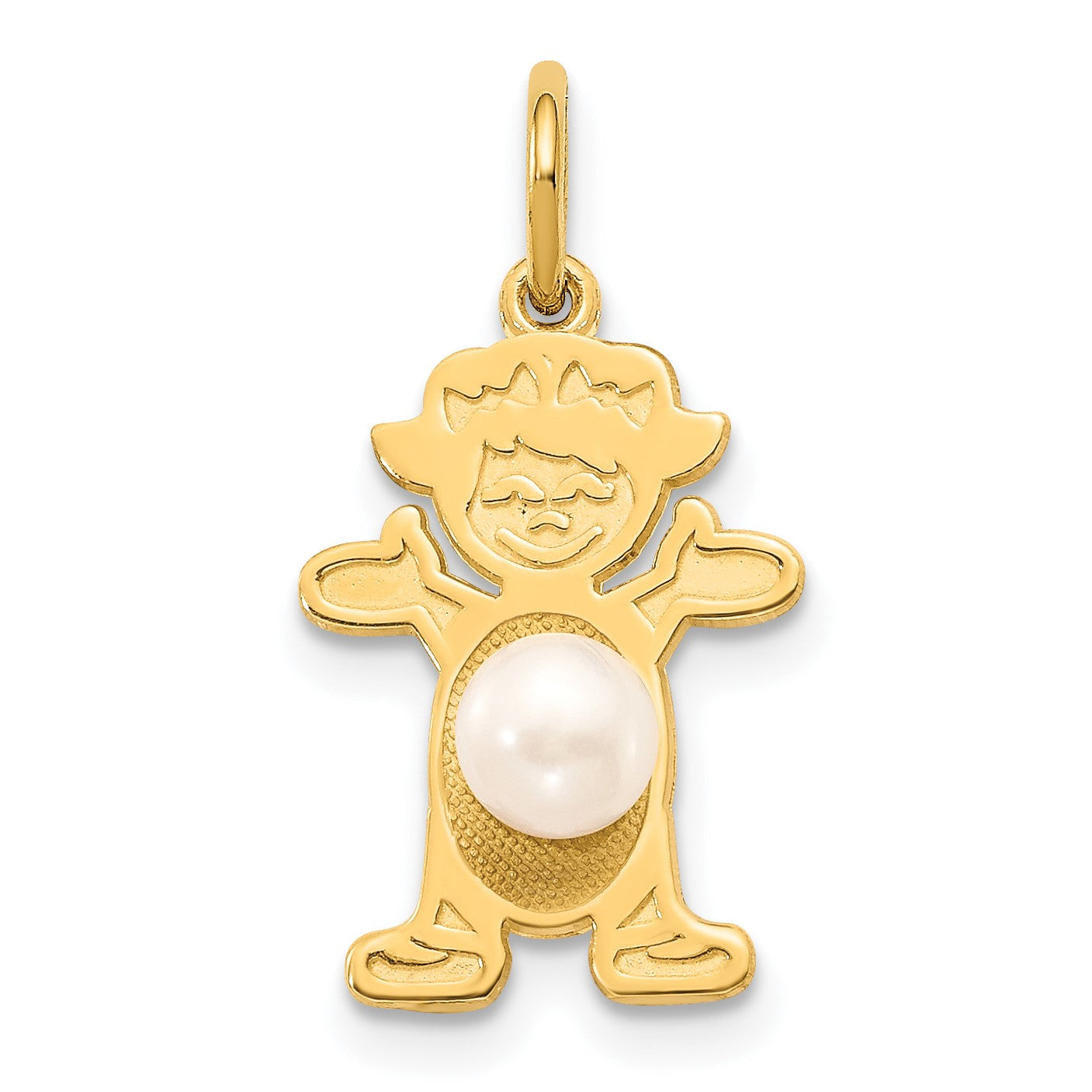 14K Girl Charm 4mm Freshwater Cultured Pearl-June