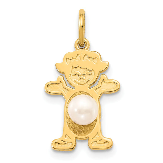 14K Girl Charm 4mm Freshwater Cultured Pearl-June