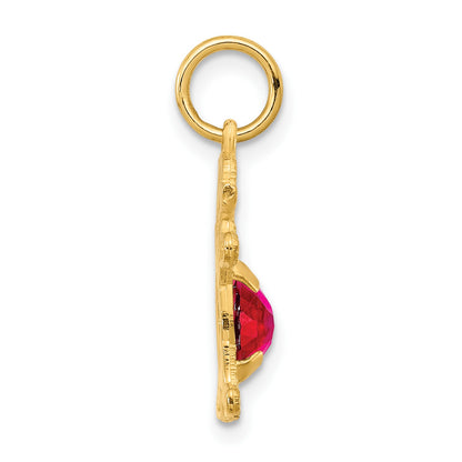 14K Girl Charm 6x4 Oval Genuine Ruby-July