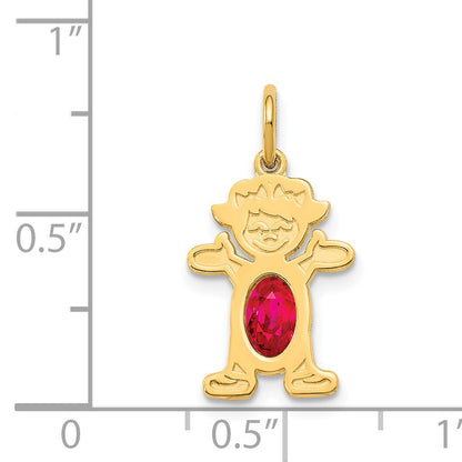 14K Girl Charm 6x4 Oval Genuine Ruby-July