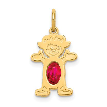 14K Girl Charm 6x4 Oval Genuine Ruby-July