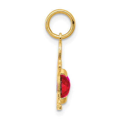 14K Boy Charm 6x4 Oval Genuine Ruby-July
