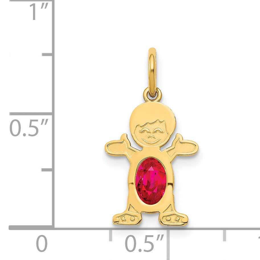 14K Boy Charm 6x4 Oval Genuine Ruby-July