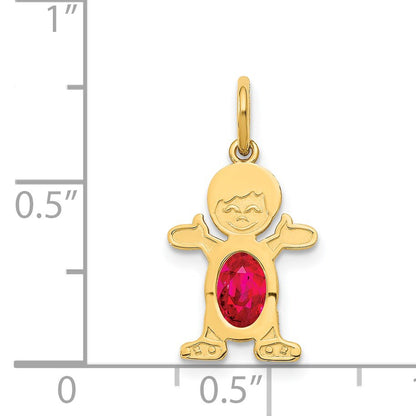 14K Boy Charm 6x4 Oval Genuine Ruby-July
