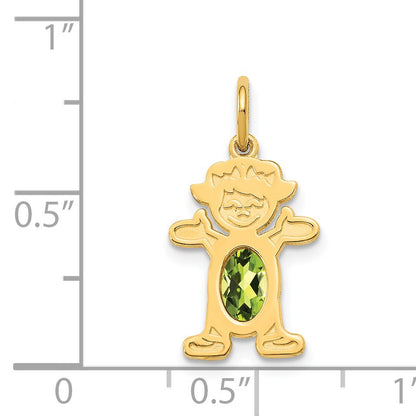 14K Girl Charm 6x4 Oval Genuine Peridot-August