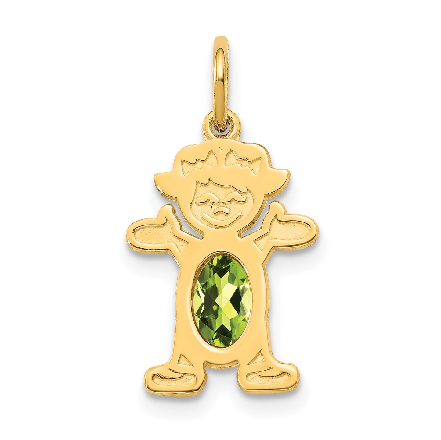 14K Girl Charm 6x4 Oval Genuine Peridot-August