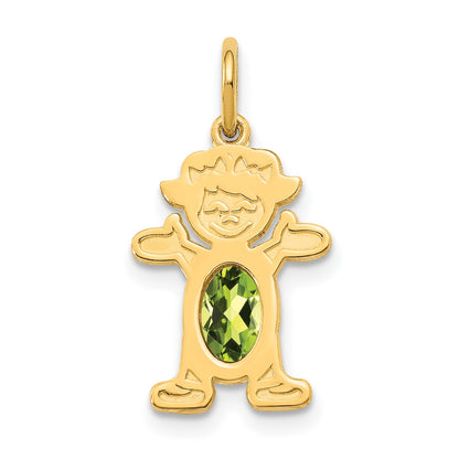 14K Girl Charm 6x4 Oval Genuine Peridot-August