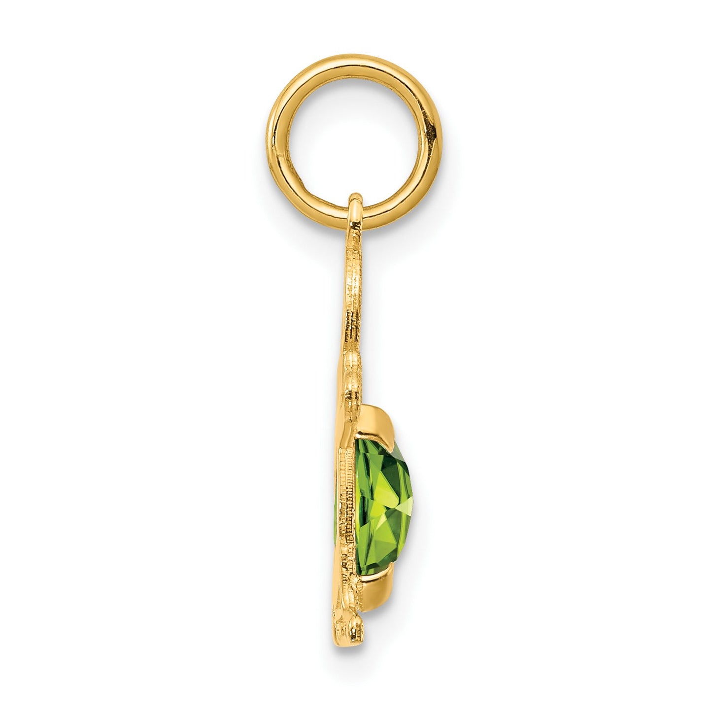 14K Boy Charm 6x4 Oval Genuine Peridot-August