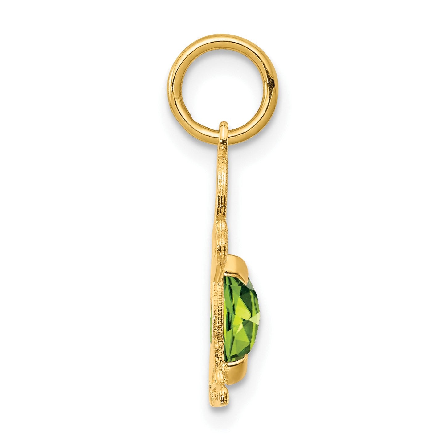 14K Boy Charm 6x4 Oval Genuine Peridot-August