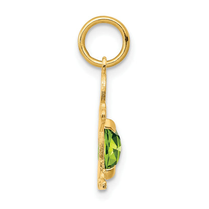 14K Boy Charm 6x4 Oval Genuine Peridot-August