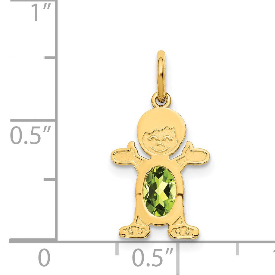 14K Boy Charm 6x4 Oval Genuine Peridot-August