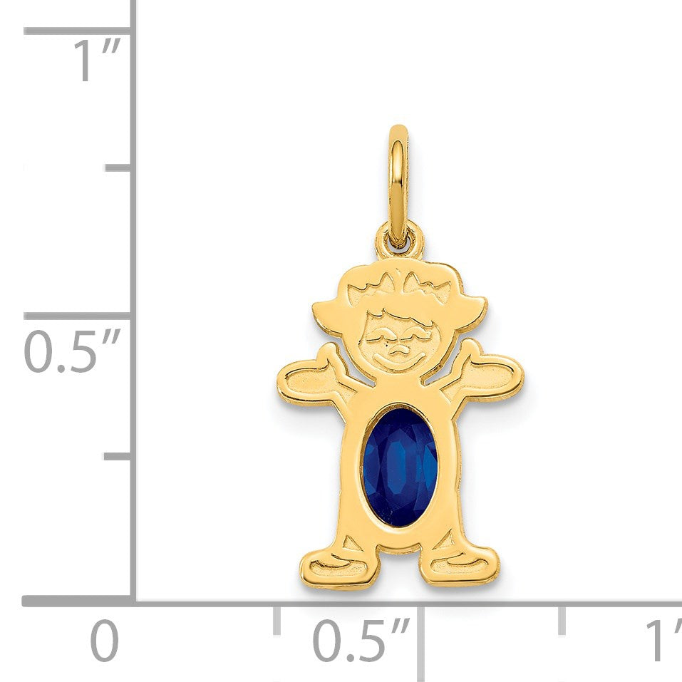 14K Girl Charm 6x4 Oval Genuine Sapphire-September