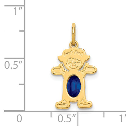 14K Girl Charm 6x4 Oval Genuine Sapphire-September