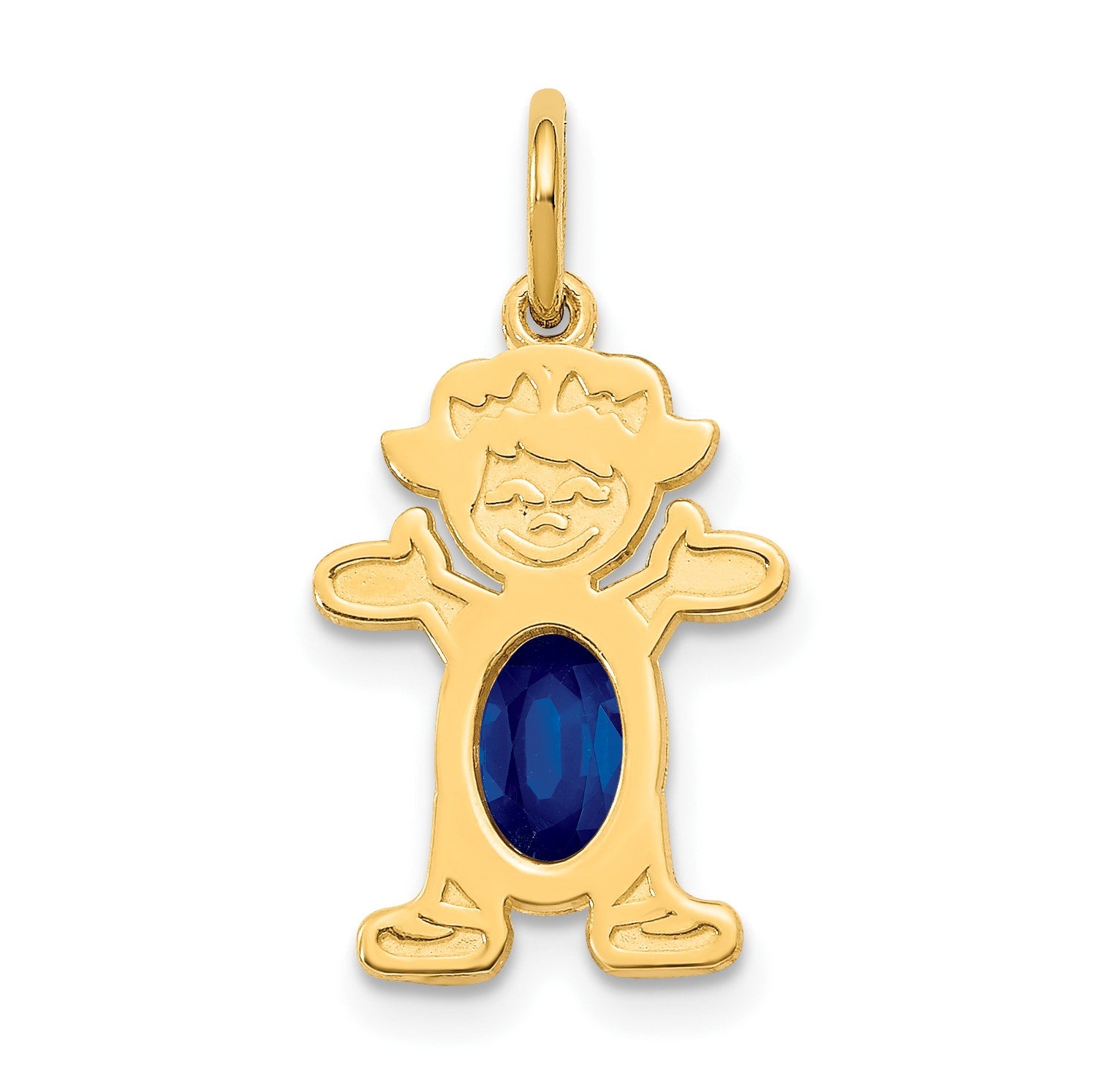 14K Girl Charm 6x4 Oval Genuine Sapphire-September
