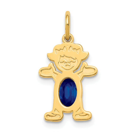 14K Girl Charm 6x4 Oval Genuine Sapphire-September