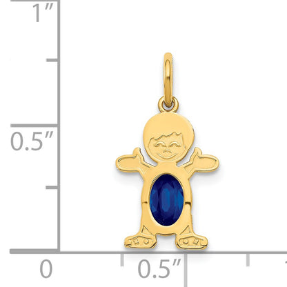 14K Boy Charm 6x4 Oval Genuine Sapphire-September
