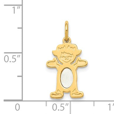 14K Girl Charm 6x4 Oval Genuine Opal-October