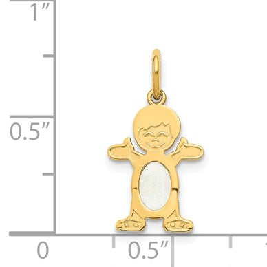 14K Boy Charm 6x4 Oval Genuine Opal-October