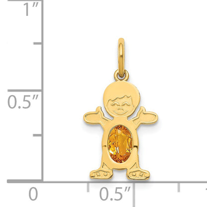 14K Boy Charm 6x4 Oval Genuine Citrine-November
