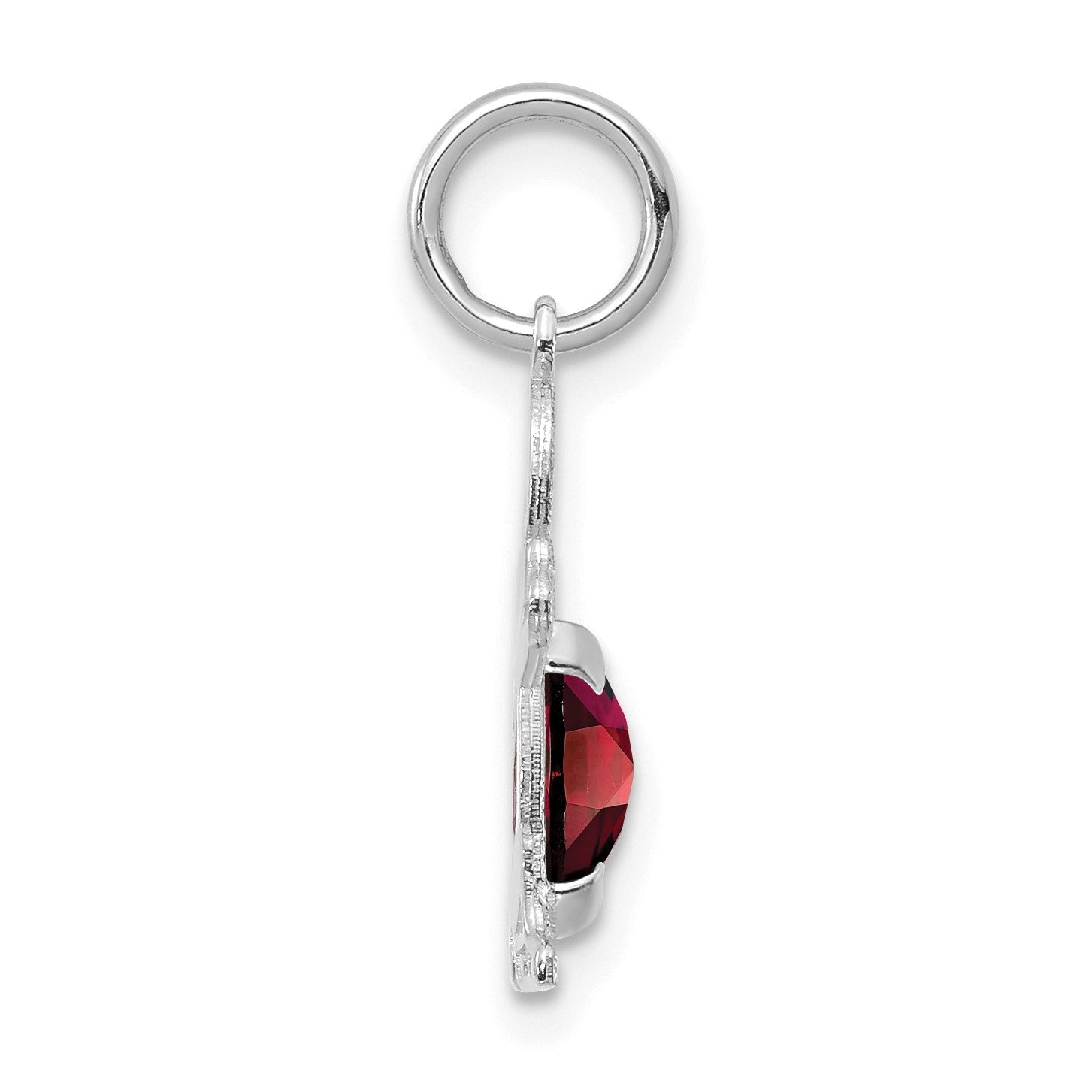 14K White Gold Boy Charm 6x4 Oval Genuine Garnet-January