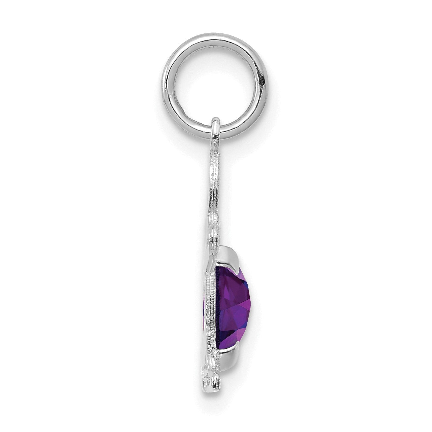14K White Gold Boy Charm 6x4 Oval Genuine Amethyst-February
