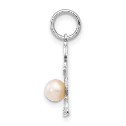 14K White Gold Boy Charm 4mm Freshwater Cultured Pearl-June