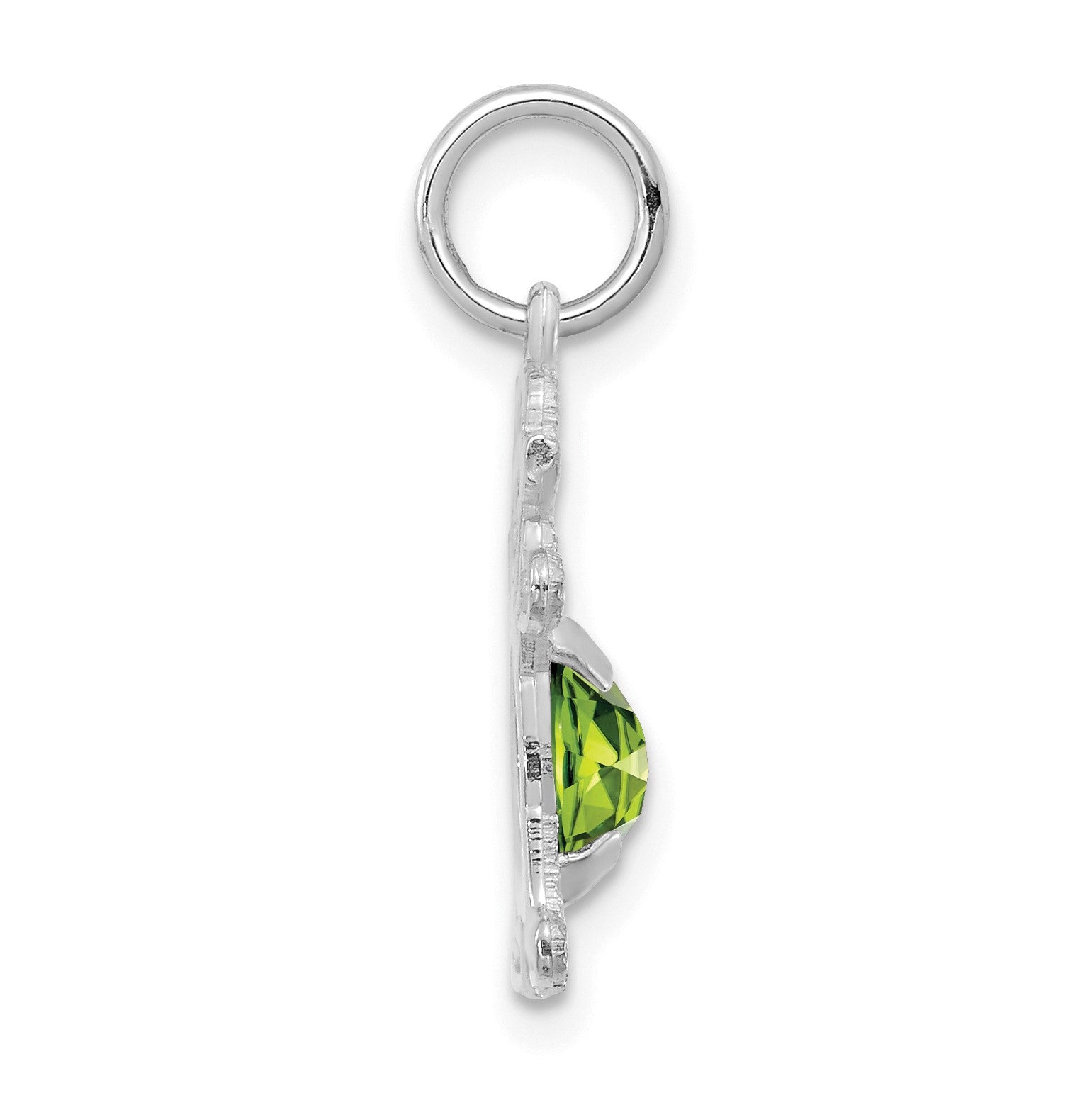 14K White Gold Girl Charm 6x4 Oval Genuine Peridot-August
