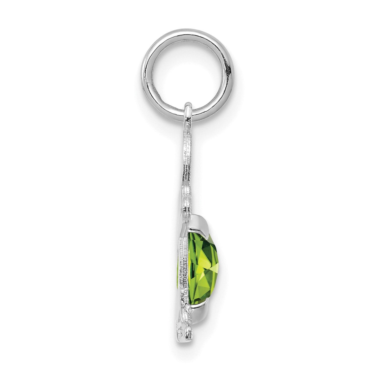 14K White Gold Boy Charm 6x4 Oval Genuine Peridot-August
