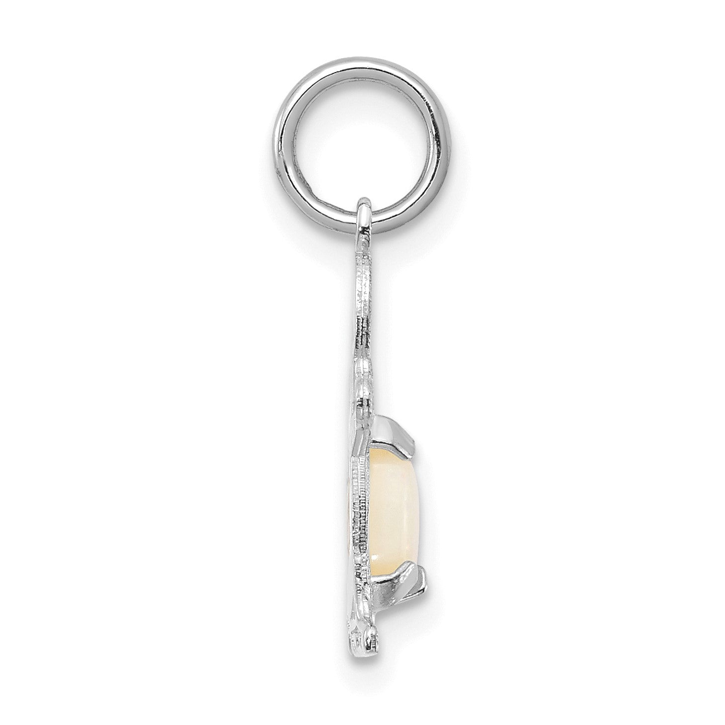 14K White Gold Boy Charm 6x4 Oval Genuine Opal-October