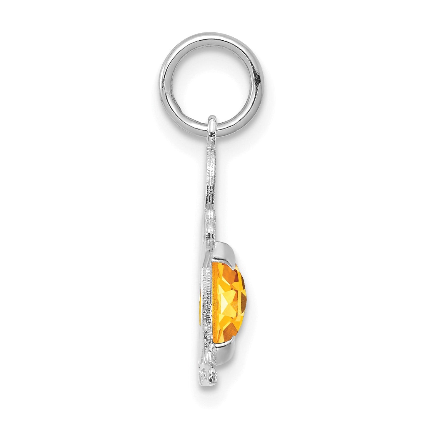 14K White Gold Boy Charm 6x4 Oval Genuine Citrine-November