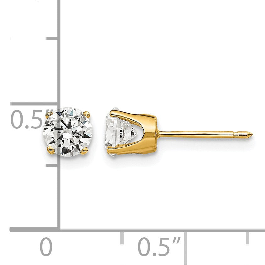 14k 5mm Round CZ Stud Earrings