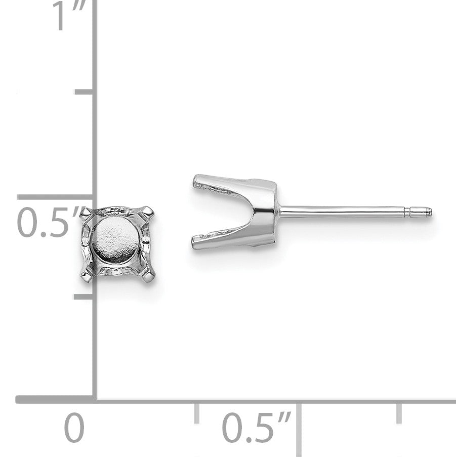 14k White Gold 5mm Round Stud Earring Mounting w/backs